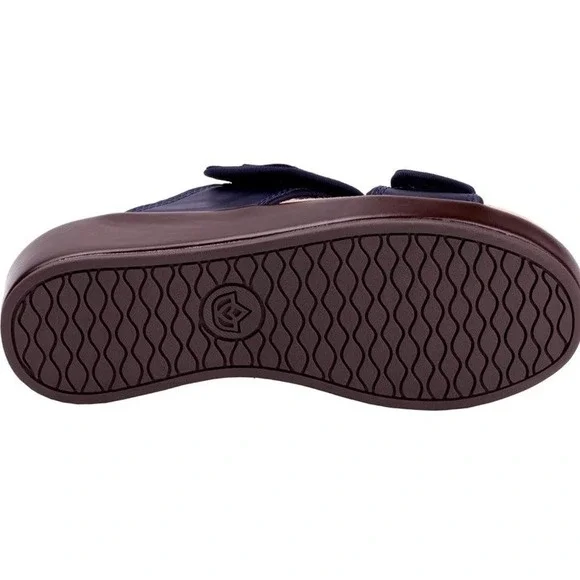 Spenco Women's  8 B Karla‎ Wedge Navy Blue Peacoat Leather Sandal Supportive New - Picture 6 of 8